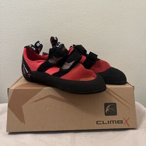 CLIMB X Rave Strap Indoor/Outdoor Rock Climbing, Red- 8.5 Mens/9.5 Womens